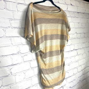 Off the shoulder silver, gold, gun metal shimmery side ruching top